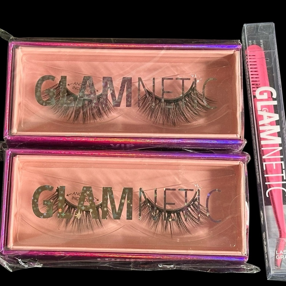 Glamnetic Lashes: Lucky & VIP. Comes with a Lash Grab Tool